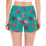 Retro Lollipop Pattern Print Women's Split Running Shorts