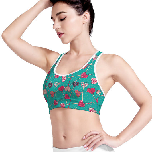 Retro Lollipop Pattern Print Women's Sports Bra