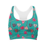 Retro Lollipop Pattern Print Women's Sports Bra
