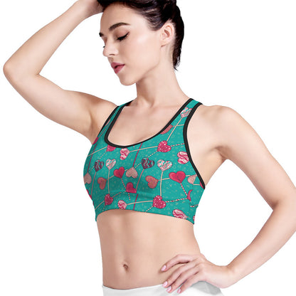 Retro Lollipop Pattern Print Women's Sports Bra