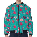 Retro Lollipop Pattern Print Zip Sleeve Bomber Jacket