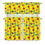 Retro Lollipop Print 3 Piece Kitchen Curtains