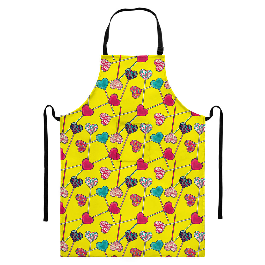 Retro Lollipop Print Bib Apron With Pocket