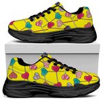 Retro Lollipop Print Black Chunky Shoes