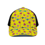 Retro Lollipop Print Black Mesh Trucker Cap