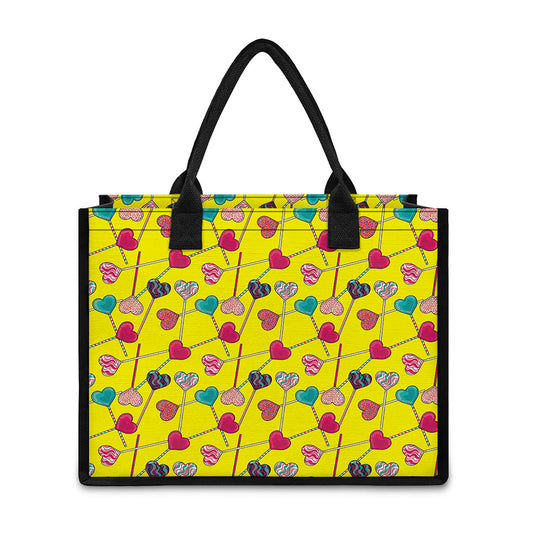 Retro Lollipop Print Canvas Tote Bag
