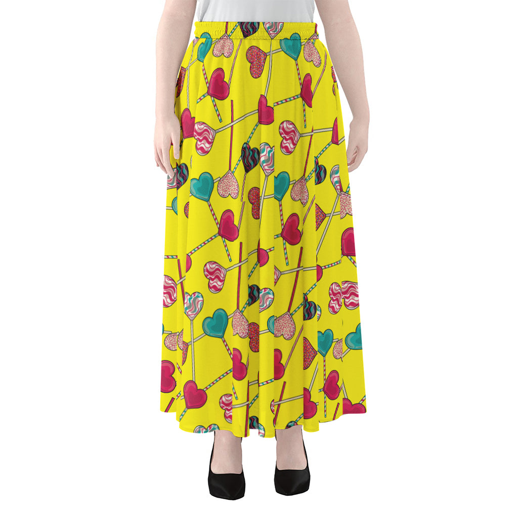 Retro Lollipop Print Chiffon Maxi Skirt