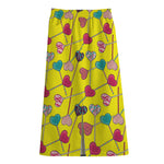 Retro Lollipop Print Cotton Front Slit Maxi Skirt