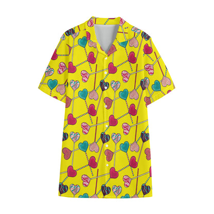 Retro Lollipop Print Cotton Hawaiian Shirt