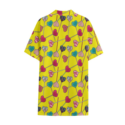 Retro Lollipop Print Cotton Hawaiian Shirt