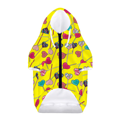 Retro Lollipop Print Dog Zip Up Hoodie