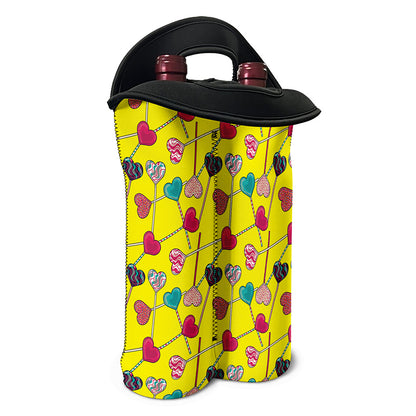 Retro Lollipop Print Double Neoprene Wine Tote
