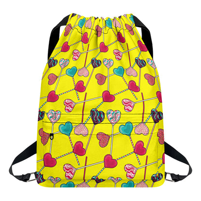 Retro Lollipop Print Drawstring Backpack