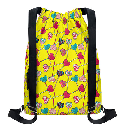 Retro Lollipop Print Drawstring Backpack