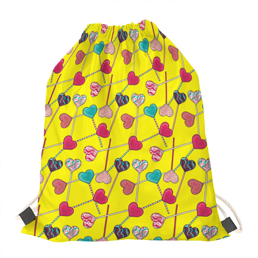Retro Lollipop Print Drawstring Bag