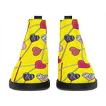 Retro Lollipop Print Flat Ankle Boots