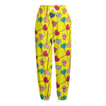 Retro Lollipop Print Fleece Lined Knit Pants