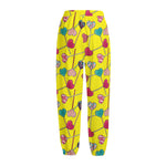 Retro Lollipop Print Fleece Lined Knit Pants