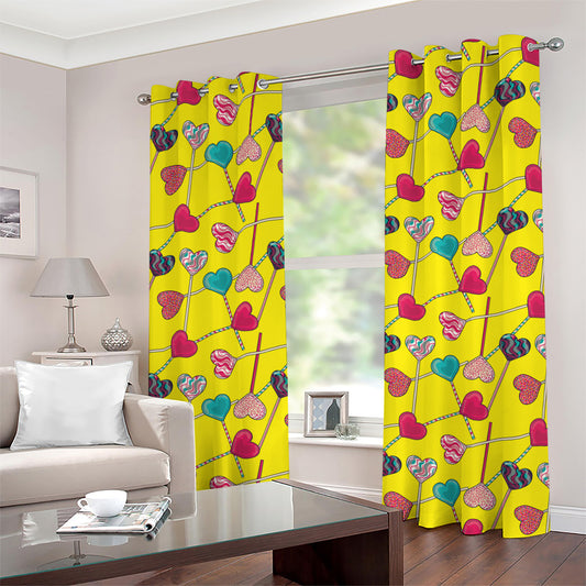 Retro Lollipop Print Grommet Curtains