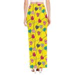Retro Lollipop Print High Slit Maxi Skirt