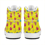 Retro Lollipop Print High Top Leather Sneakers