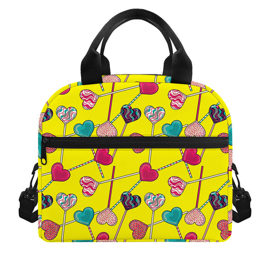 Retro Lollipop Print Insulated Lunch Bag