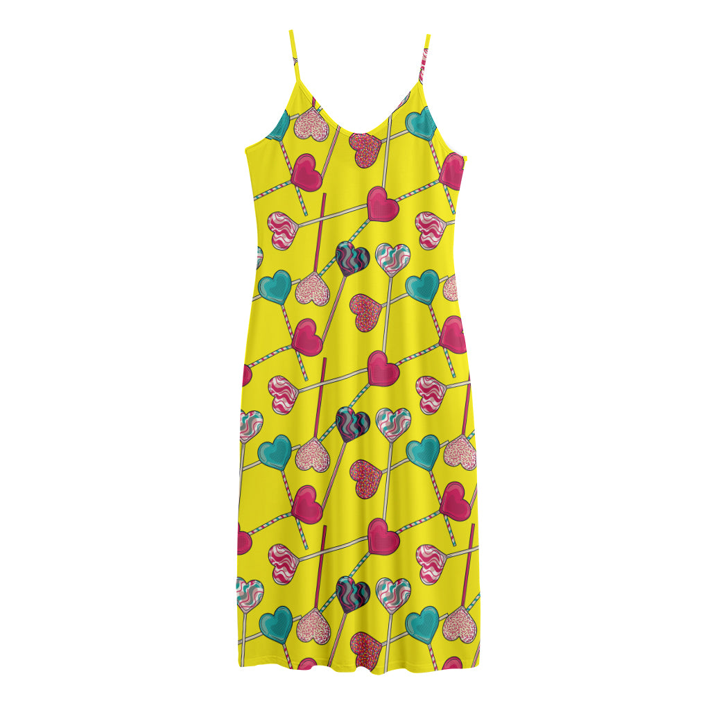Retro Lollipop Print Jersey Midi Cami Dress