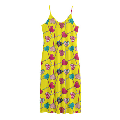 Retro Lollipop Print Jersey Midi Cami Dress