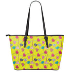 Retro Lollipop Print Leather Tote Bag