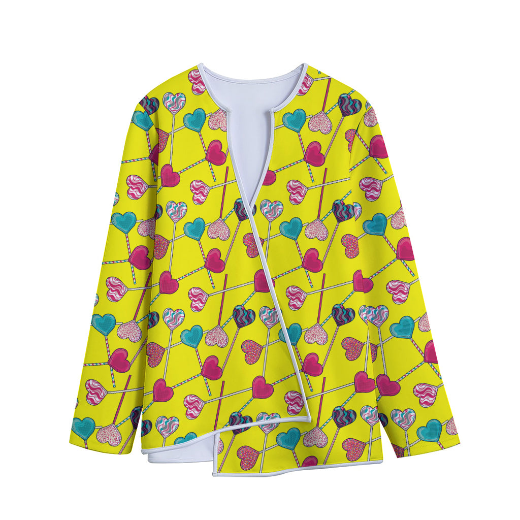 Retro Lollipop Print Long Sleeve Short Coat