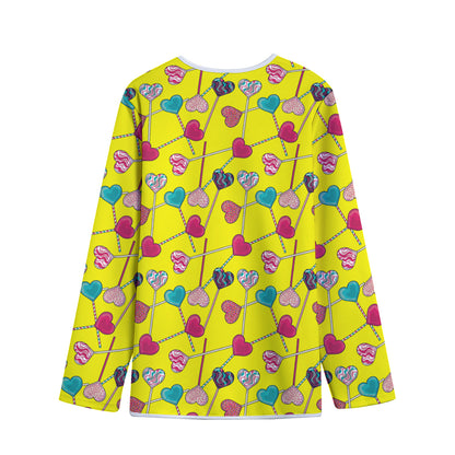 Retro Lollipop Print Long Sleeve Short Coat