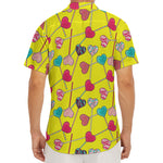 Retro Lollipop Print Men's Deep V-Neck Shirt