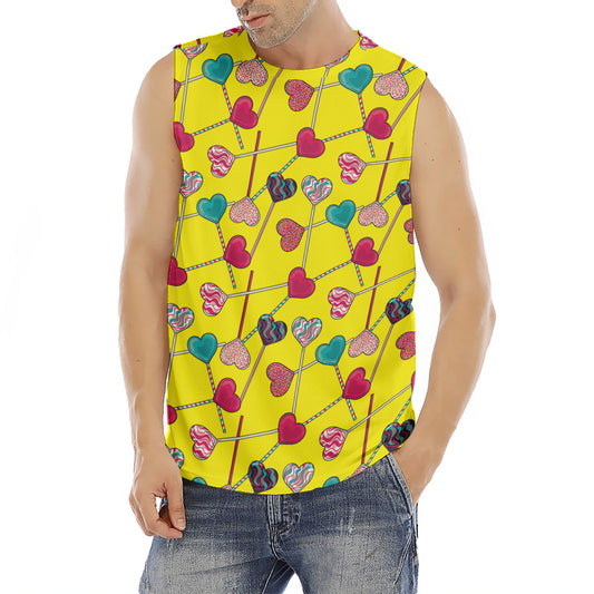 Retro Lollipop Print Men's Fitness Tank Top