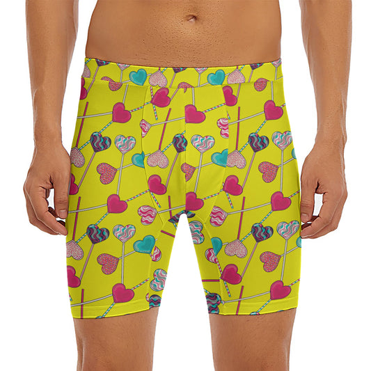 Retro Lollipop Print Men's Long Boxer Briefs