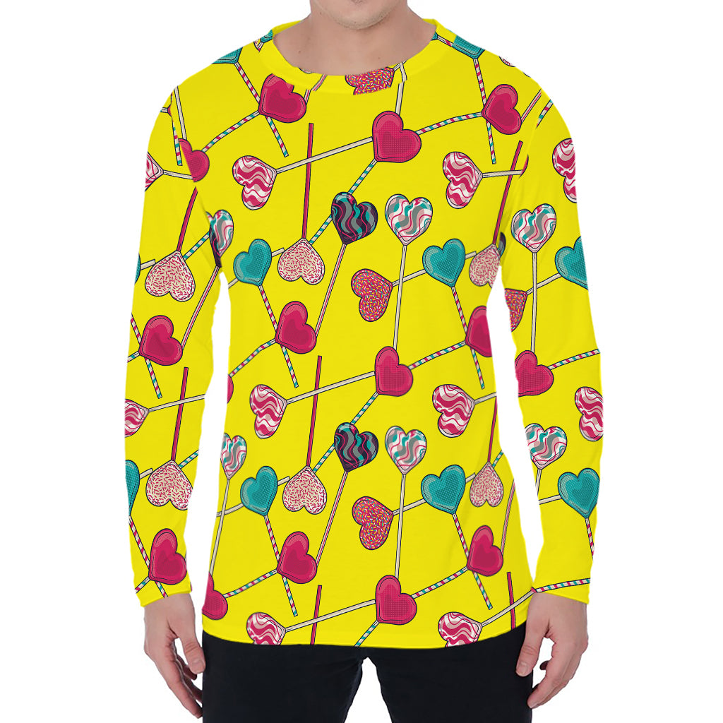 Retro Lollipop Print Men's Long Sleeve T-Shirt