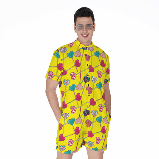 Retro Lollipop Print Men's Rompers