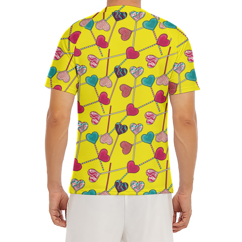 Retro Lollipop Print Men's Short Sleeve Rash Guard