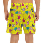 Retro Lollipop Print Men's Split Running Shorts