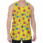 Retro Lollipop Print Men's Velvet Tank Top