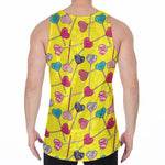 Retro Lollipop Print Men's Velvet Tank Top