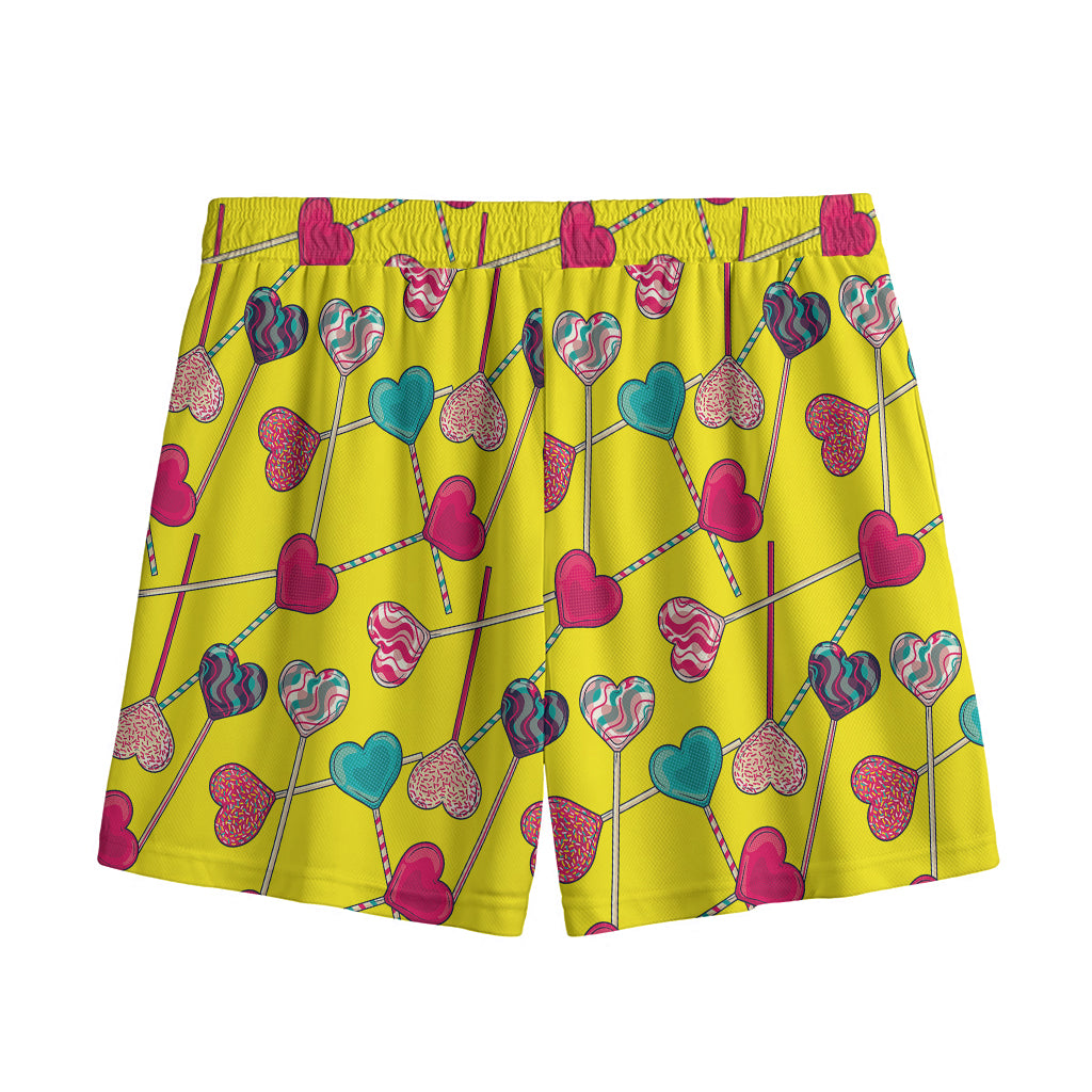 Retro Lollipop Print Mesh Shorts