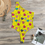 Retro Lollipop Print One Shoulder Bodysuit