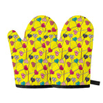 Retro Lollipop Print Oven Mitts