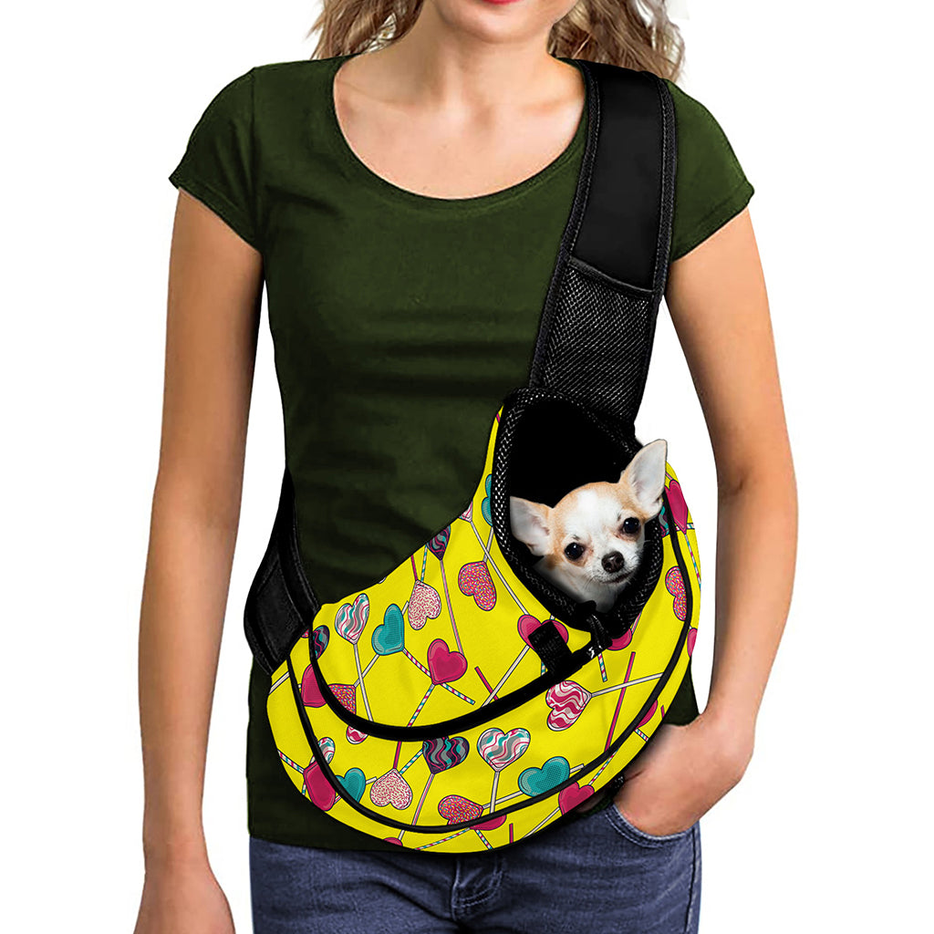 Retro Lollipop Print Pet Sling Carrier
