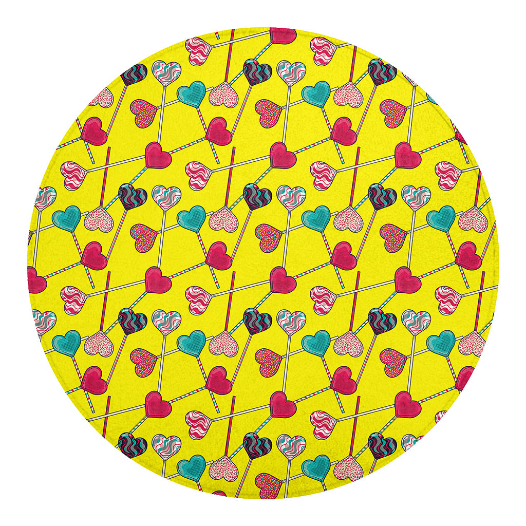 Retro Lollipop Print Round Blanket