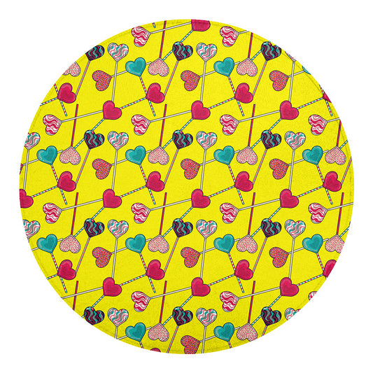 Retro Lollipop Print Round Blanket
