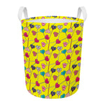 Retro Lollipop Print Round Laundry Basket