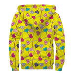 Retro Lollipop Print Sherpa Lined Zip Up Hoodie