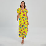 Retro Lollipop Print Short Sleeve Maxi Dress