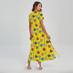 Retro Lollipop Print Short Sleeve Maxi Dress